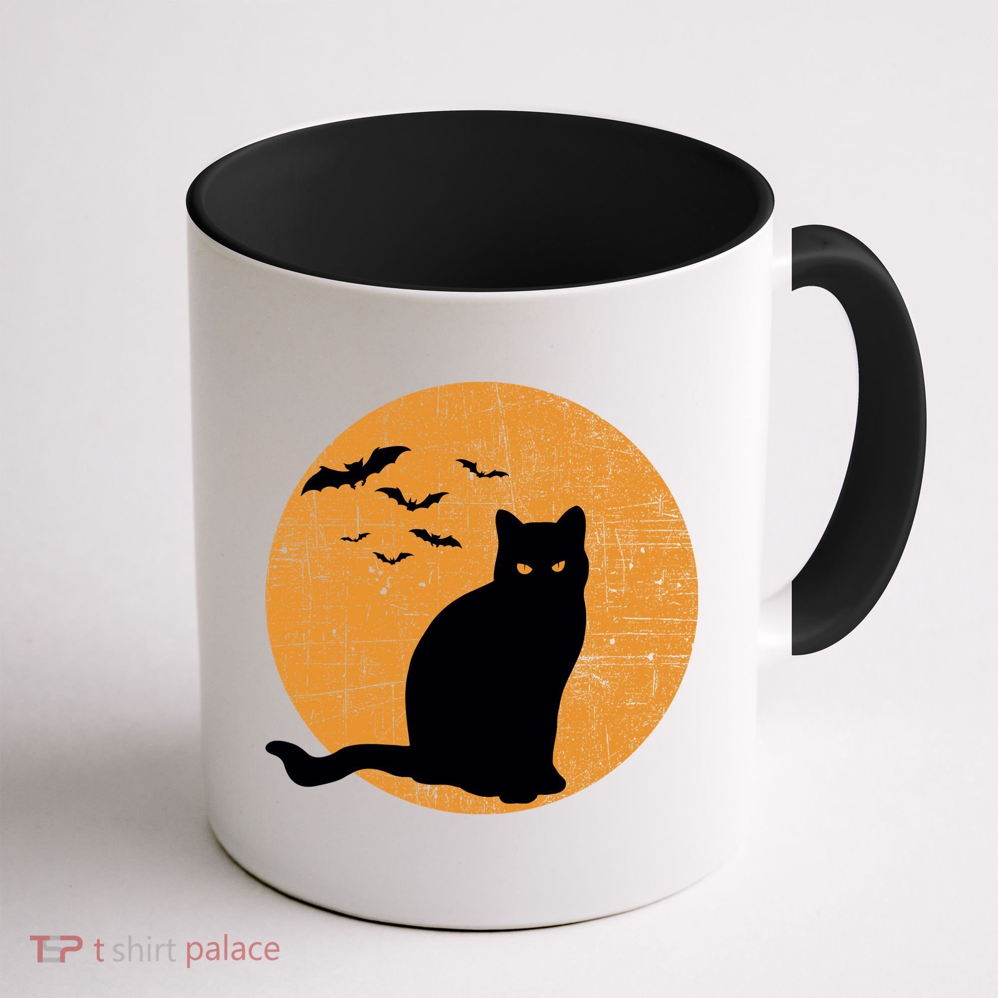 Black Cat Halloween Moon Coffee Mug