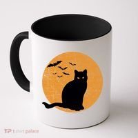 Black Cat Halloween Moon Coffee Mug thumb 0