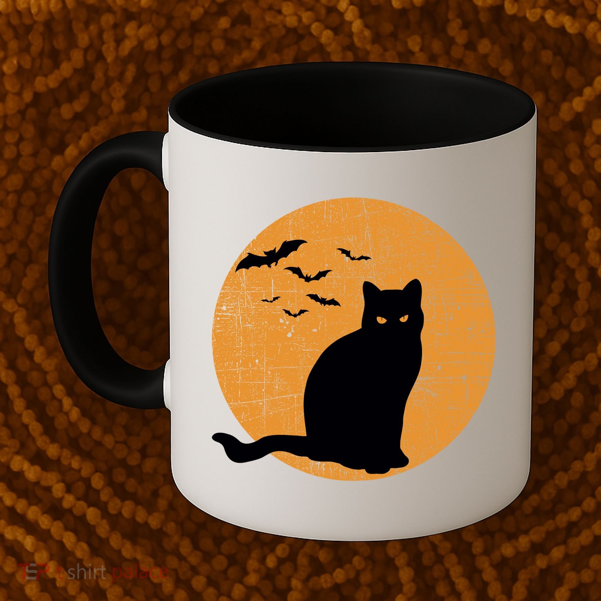 Black Cat Halloween Moon Coffee Mug
