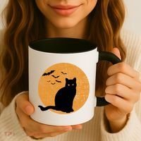 Black Cat Halloween Moon Coffee Mug thumb 3