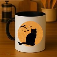 Black Cat Halloween Moon Coffee Mug thumb 4