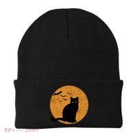 Black Cat Halloween Moon Beanie thumb 0