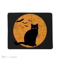 Black Cat Halloween Moon Mousepad thumb 0