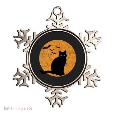 Black Cat Halloween Moon Ornament