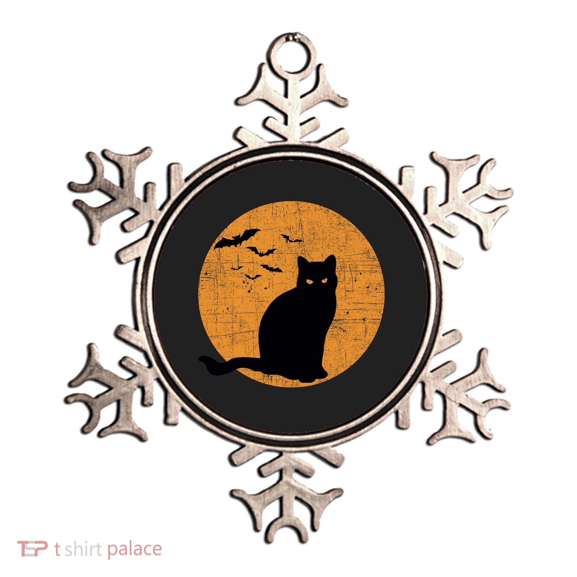 Black Cat Halloween Moon Ornament