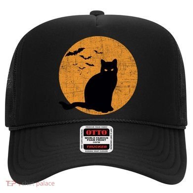 Black Cat Halloween Moon Hat