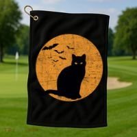Black Cat Halloween Moon Golf Towel thumb 1