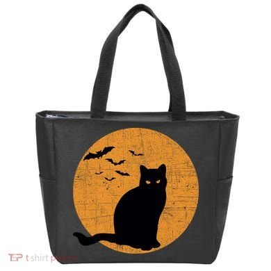 Black Cat Halloween Moon Tote Bag
