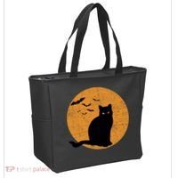 Black Cat Halloween Moon Tote Bag thumb 2