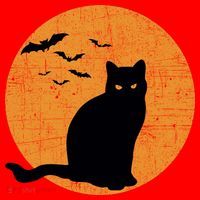Black Cat Halloween Moon Santa Hat thumb 1