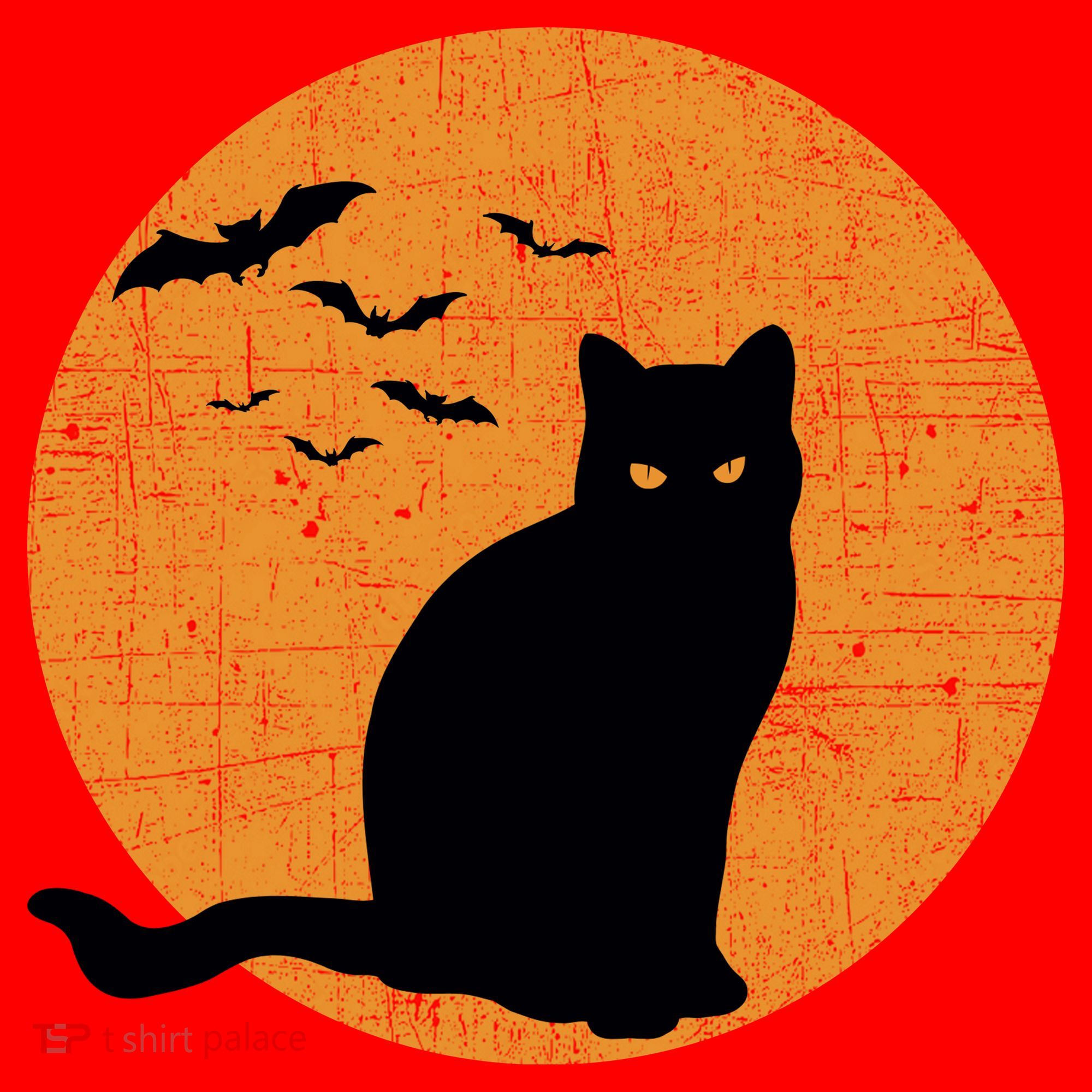 Black Cat Halloween Moon Santa Hat