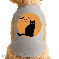 Black Cat Halloween Moon Doggie Tank thumb 0