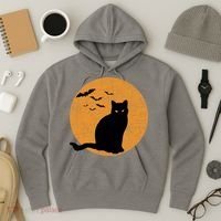 Black Cat Halloween Moon Hoodie thumb 3