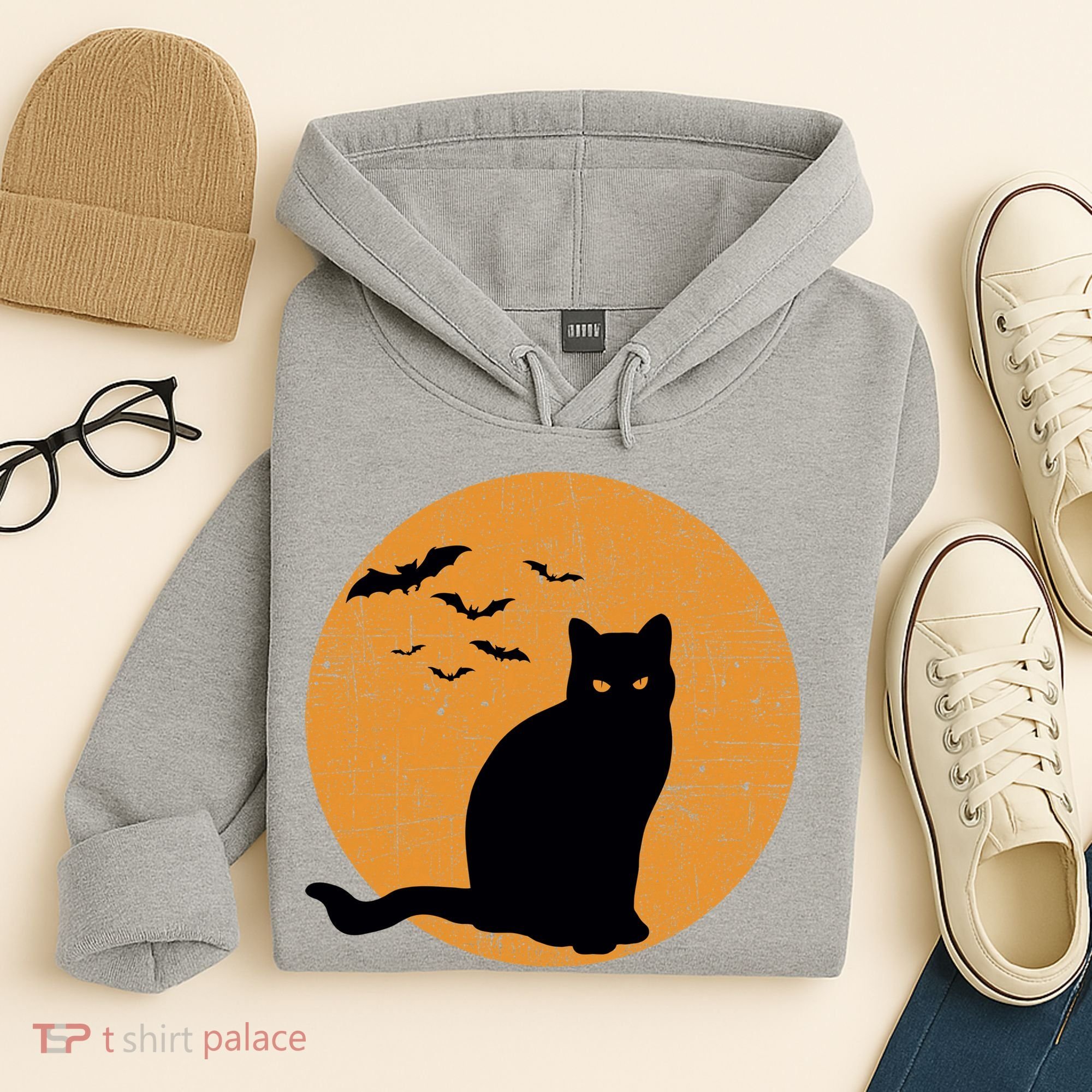 Black Cat Halloween Moon Hoodie