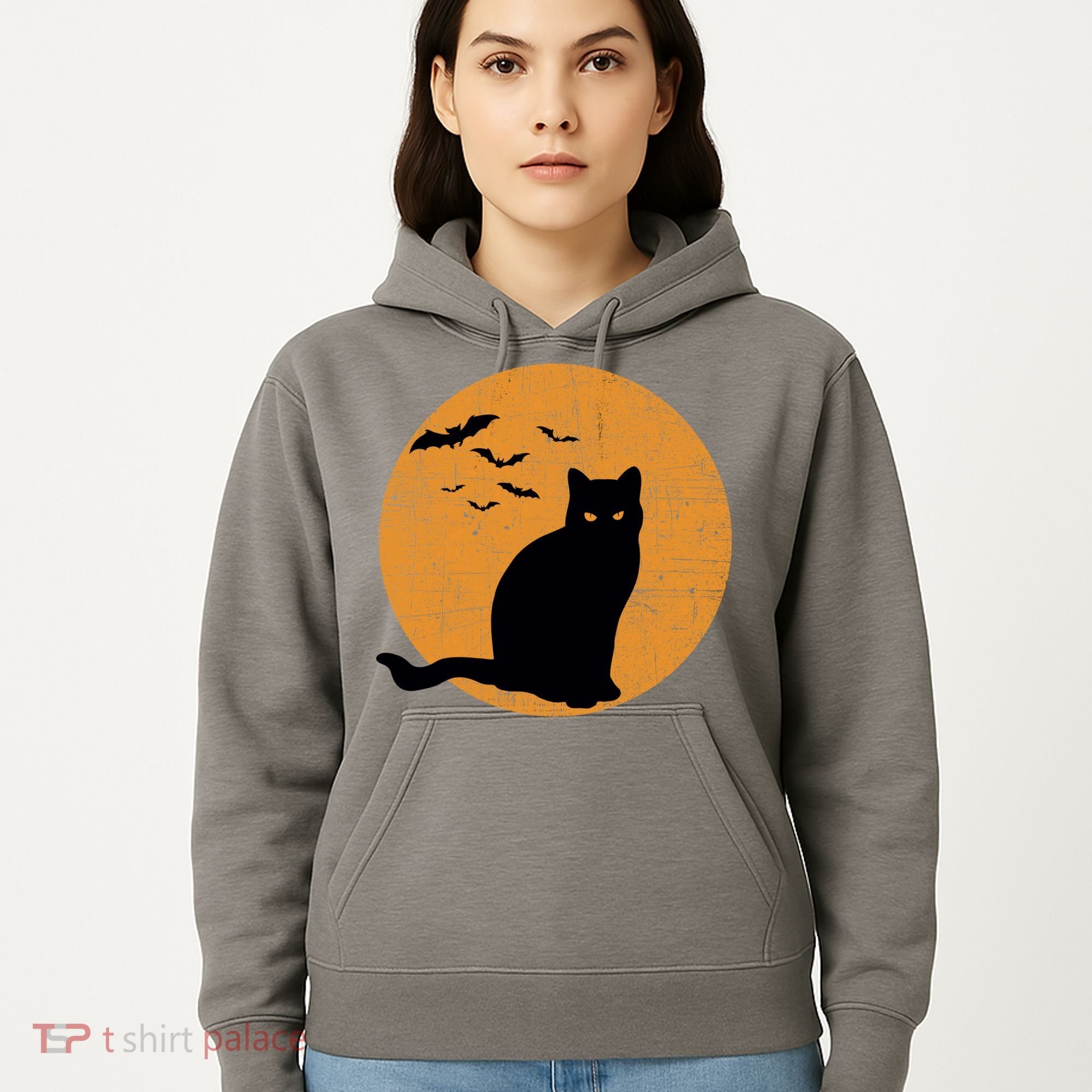 Black Cat Halloween Moon Hoodie