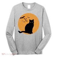 Black Cat Halloween Moon Long Sleeve Shirt thumb 0
