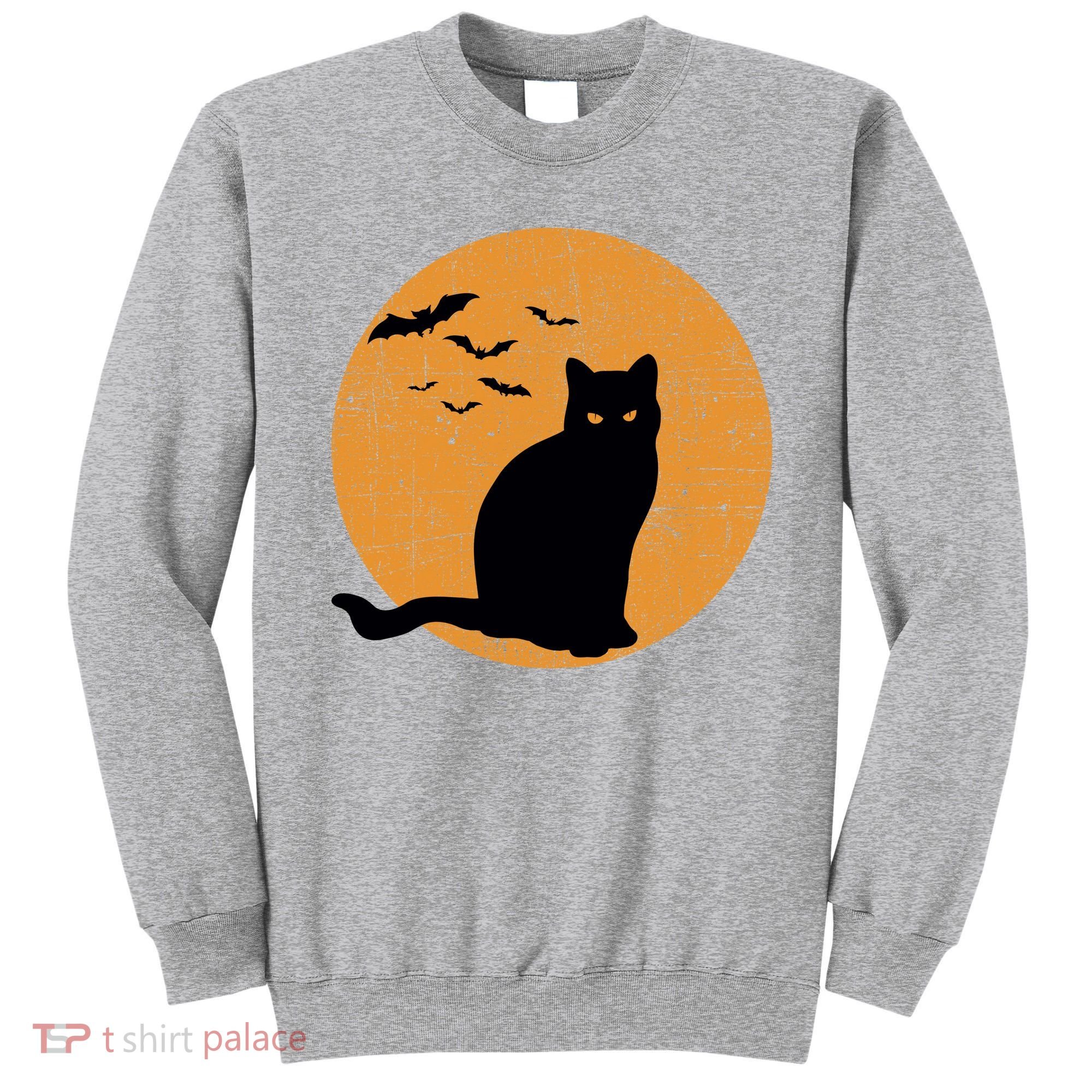 Black Cat Halloween Moon Sweatshirt