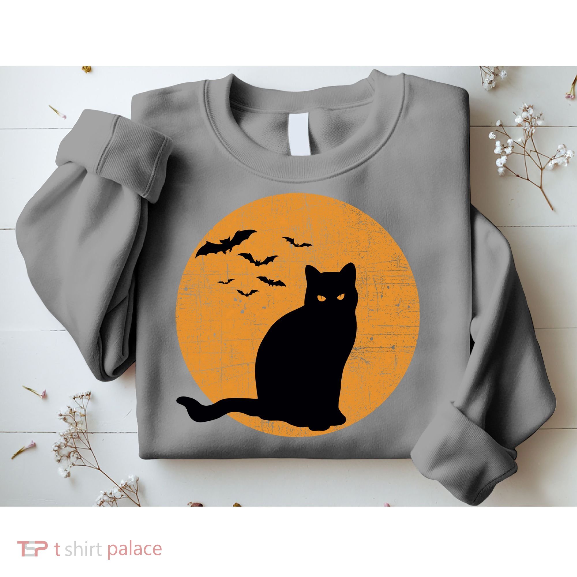 Black Cat Halloween Moon Sweatshirt