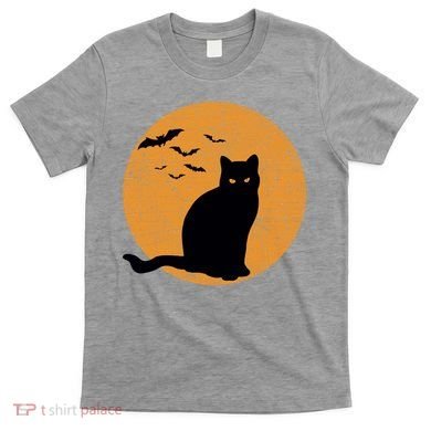 Black Cat Halloween Moon T-Shirt