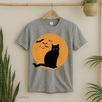 Black Cat Halloween Moon T-Shirt thumb 2
