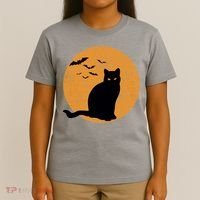 Black Cat Halloween Moon T-Shirt thumb 4