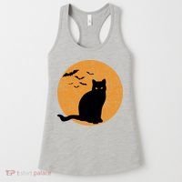 Black Cat Halloween Moon Women's Tank Top thumb 0