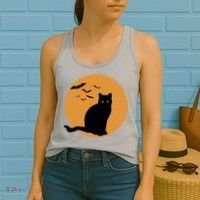 Black Cat Halloween Moon Women's Tank Top thumb 2