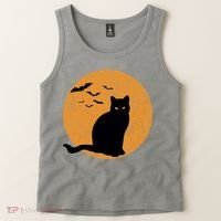 Black Cat Halloween Moon Tank Top thumb 2