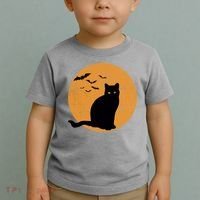Black Cat Halloween Moon Toddler T-Shirt thumb 2