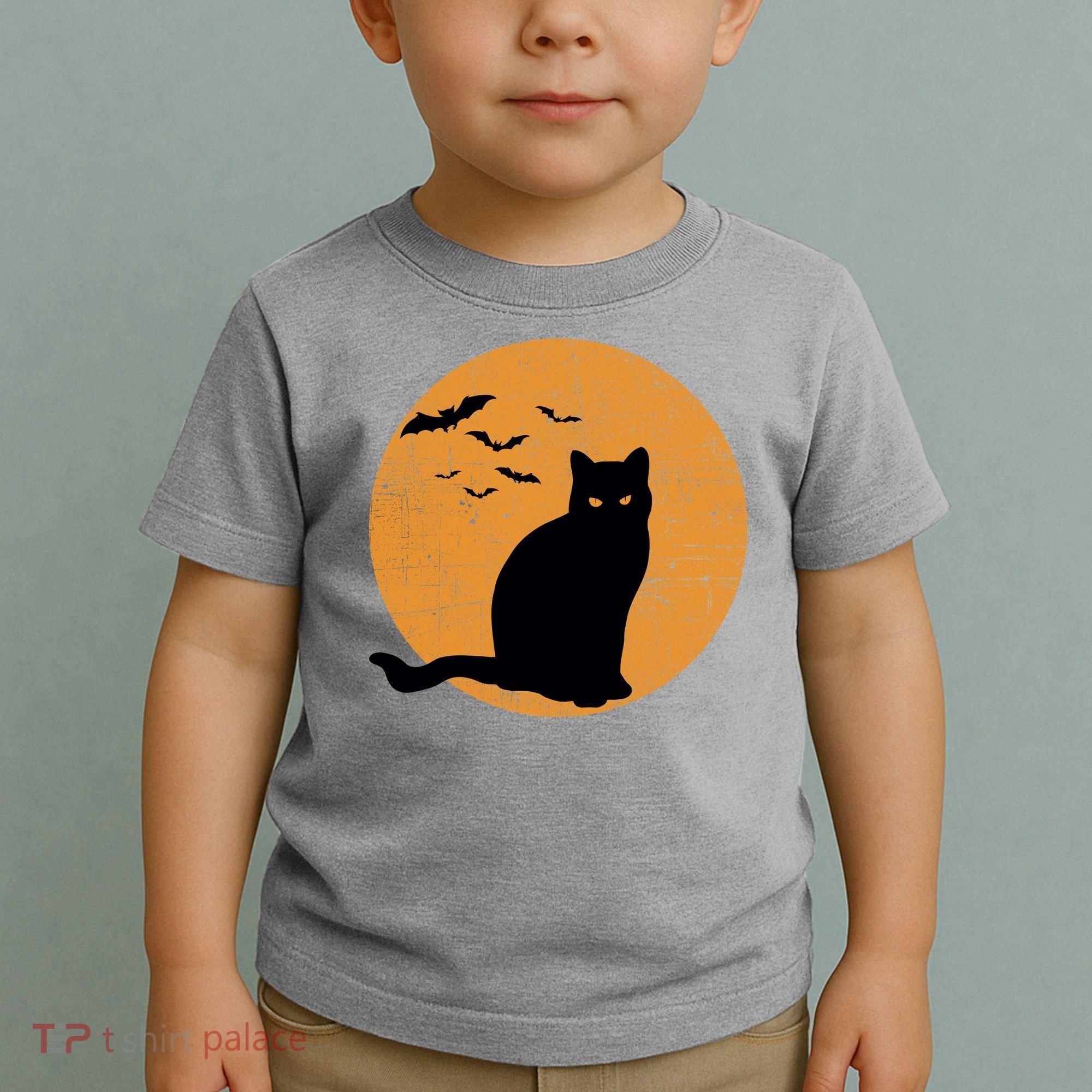 Black Cat Halloween Moon Toddler T-Shirt