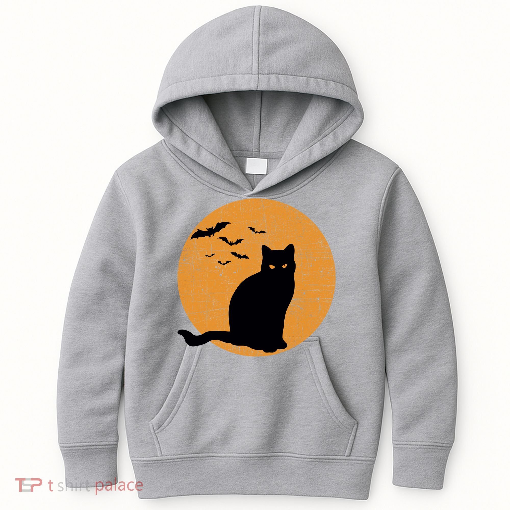 Black Cat Halloween Moon Kids Hoodie