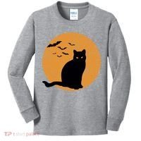 Black Cat Halloween Moon Kids Long Sleeve Shirt thumb 0