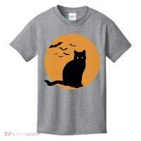 Black Cat Halloween Moon Kids T-Shirt thumb 0