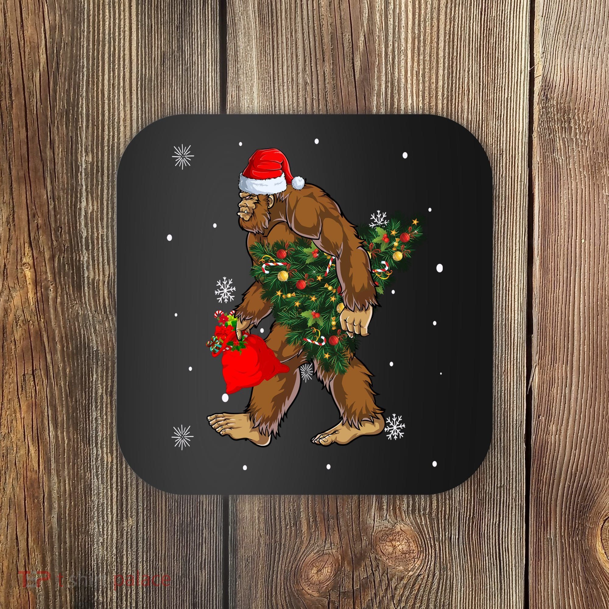 Bigfoot Christmas Holiday Festive Coaster