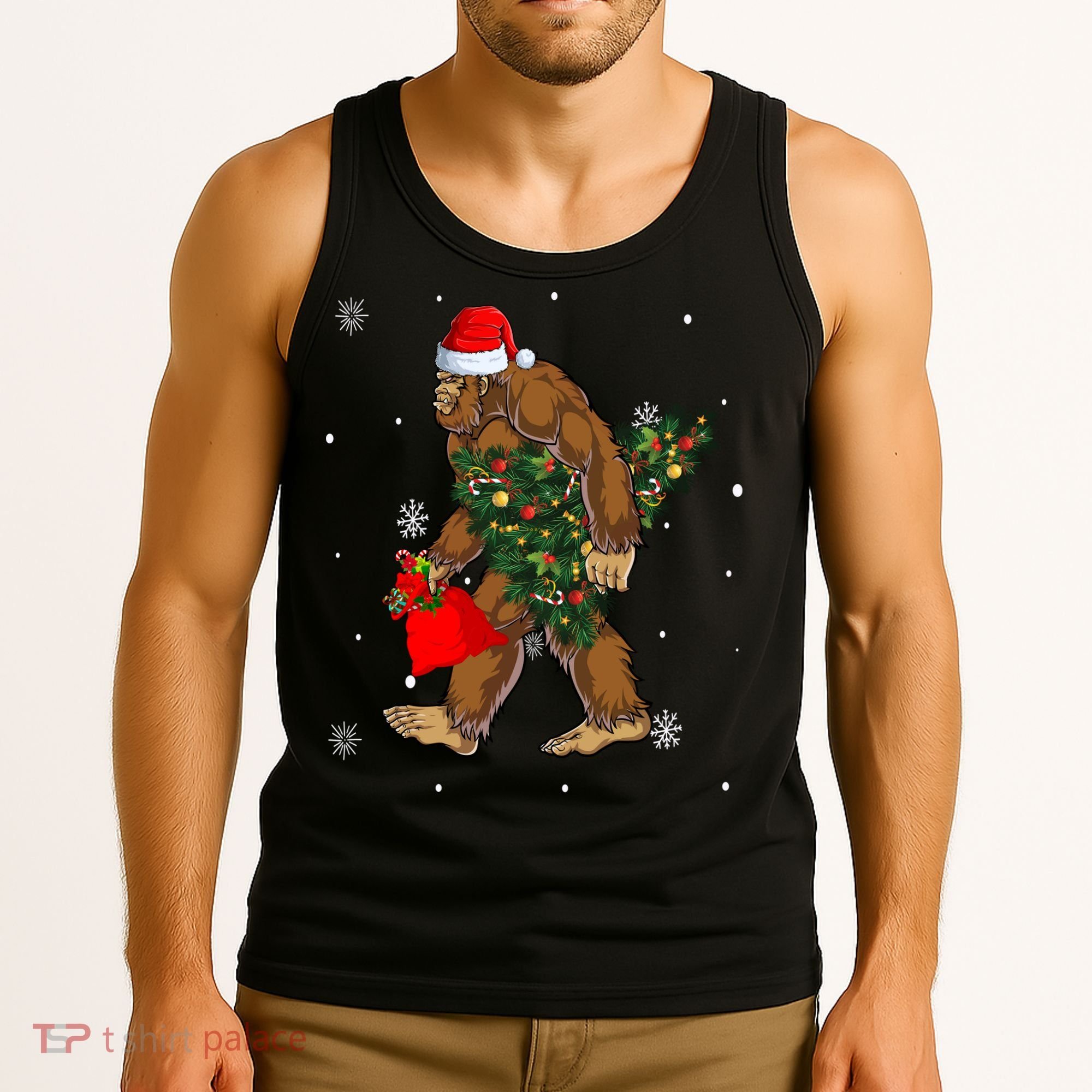 Bigfoot Christmas Holiday Festive Tank Top