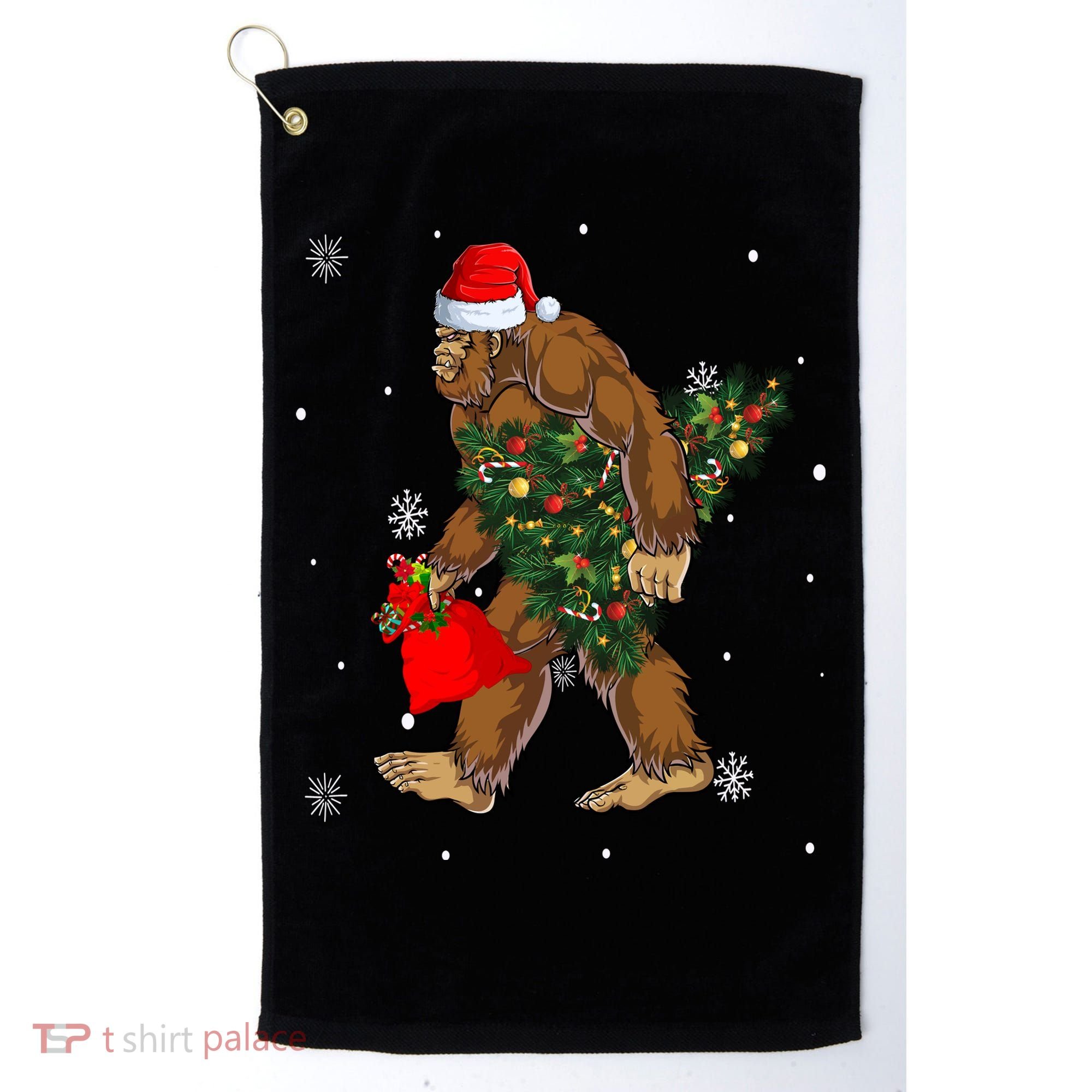 Bigfoot Christmas Holiday Festive Golf Towel