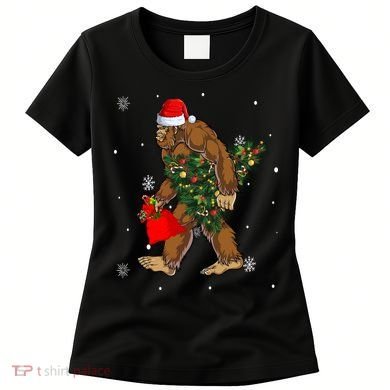 Bigfoot Christmas Holiday Festive Women's T-Shirt