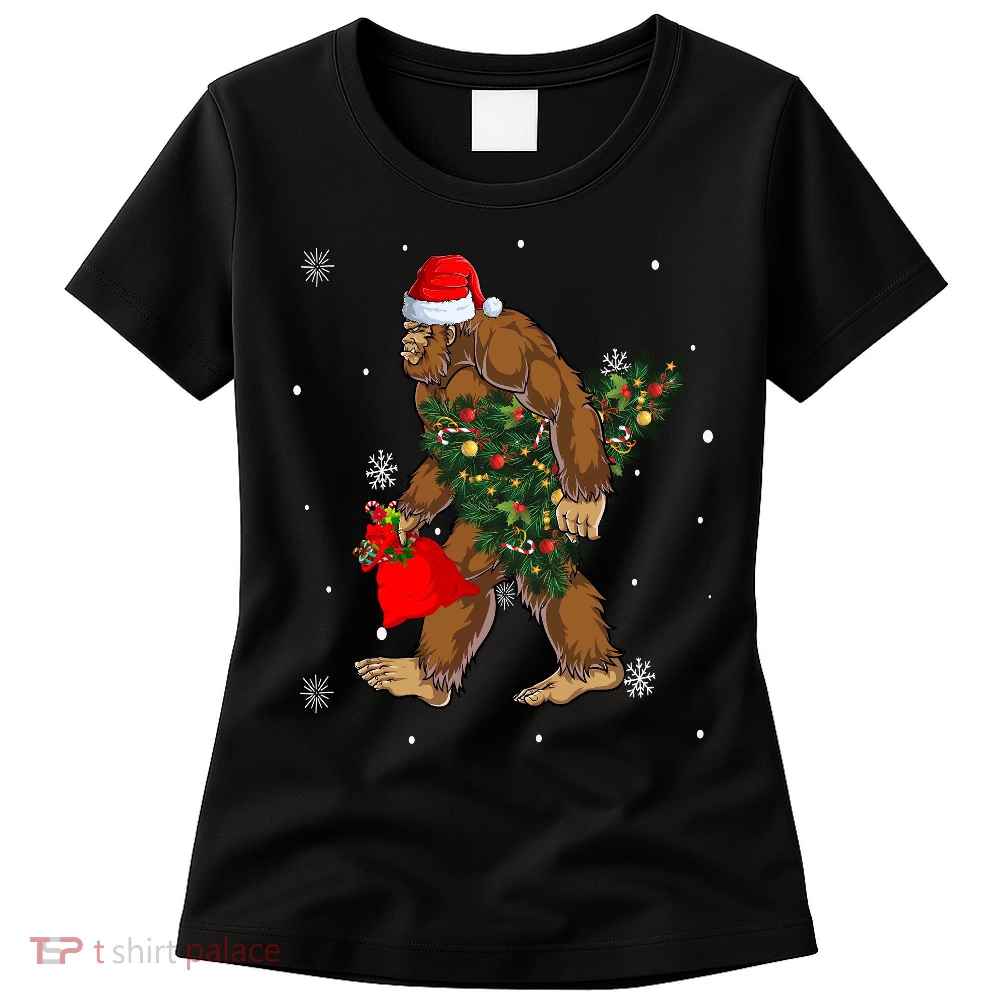 Bigfoot Christmas Holiday Festive Women's T-Shirt