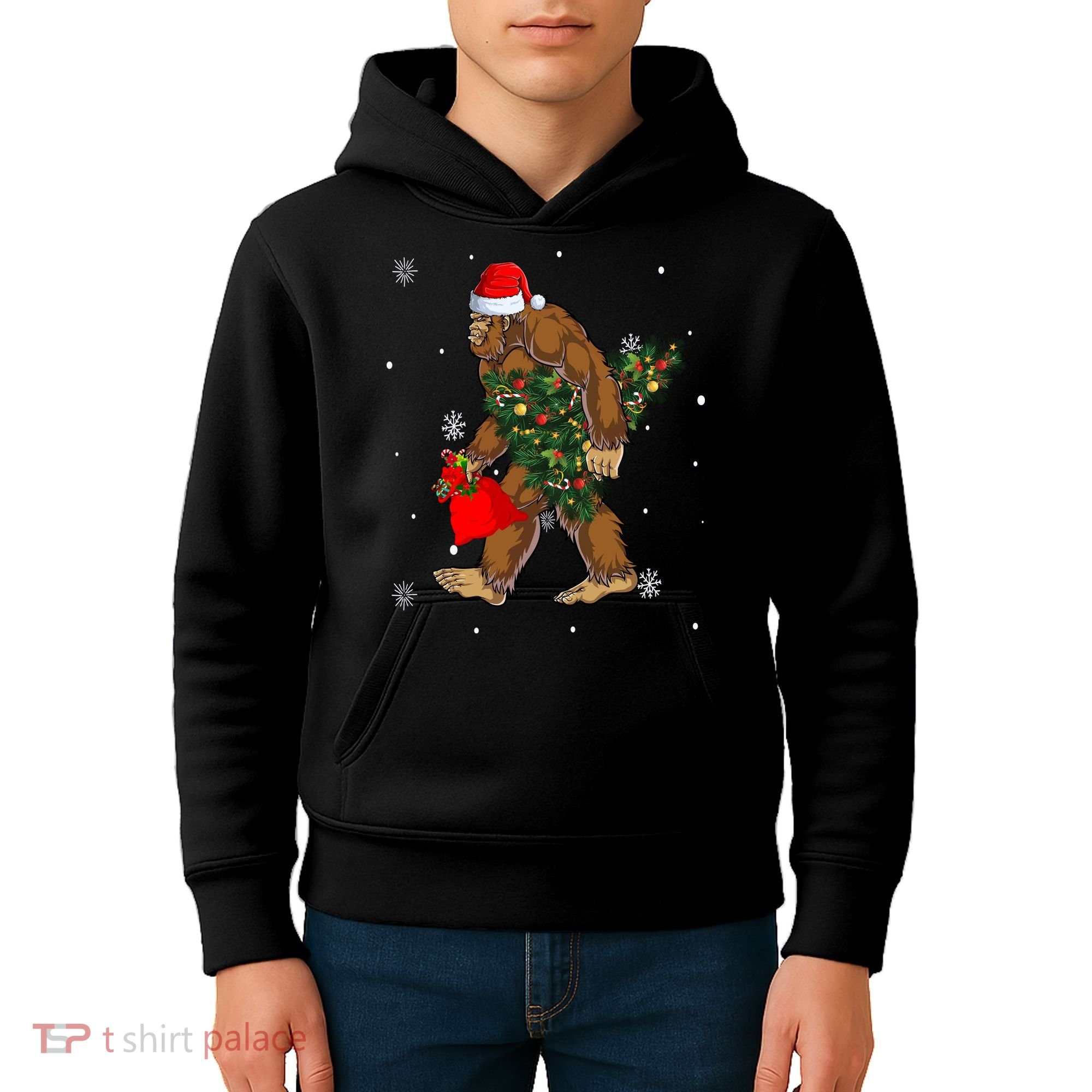 Bigfoot Christmas Holiday Festive Kids Hoodie