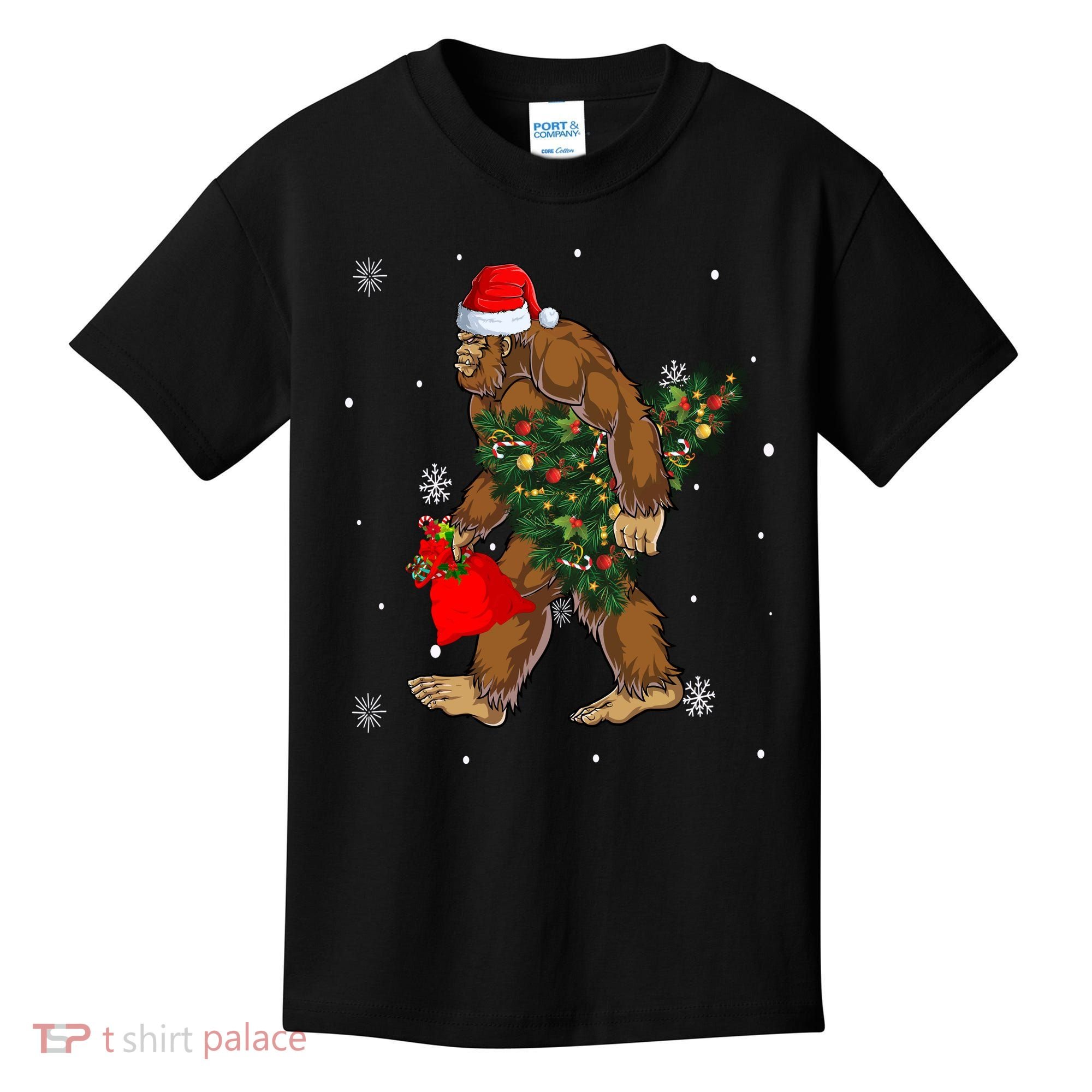 Bigfoot Christmas Holiday Festive Kids T-Shirt