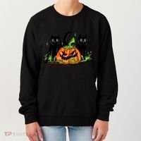 Black Cat Halloween Cute Pumpkin Women's Sweatshirt thumb 0