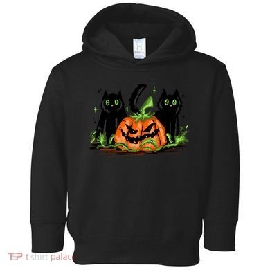 Black Cat Halloween Cute Pumpkin Toddler Hoodie
