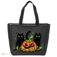 Black Cat Halloween Cute Pumpkin Tote Bag thumb 0