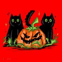 Black Cat Halloween Cute Pumpkin Santa Hat thumb 1