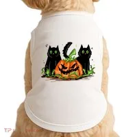 Black Cat Halloween Cute Pumpkin Doggie Tank thumb 0
