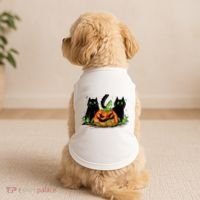Black Cat Halloween Cute Pumpkin Doggie Tank thumb 2