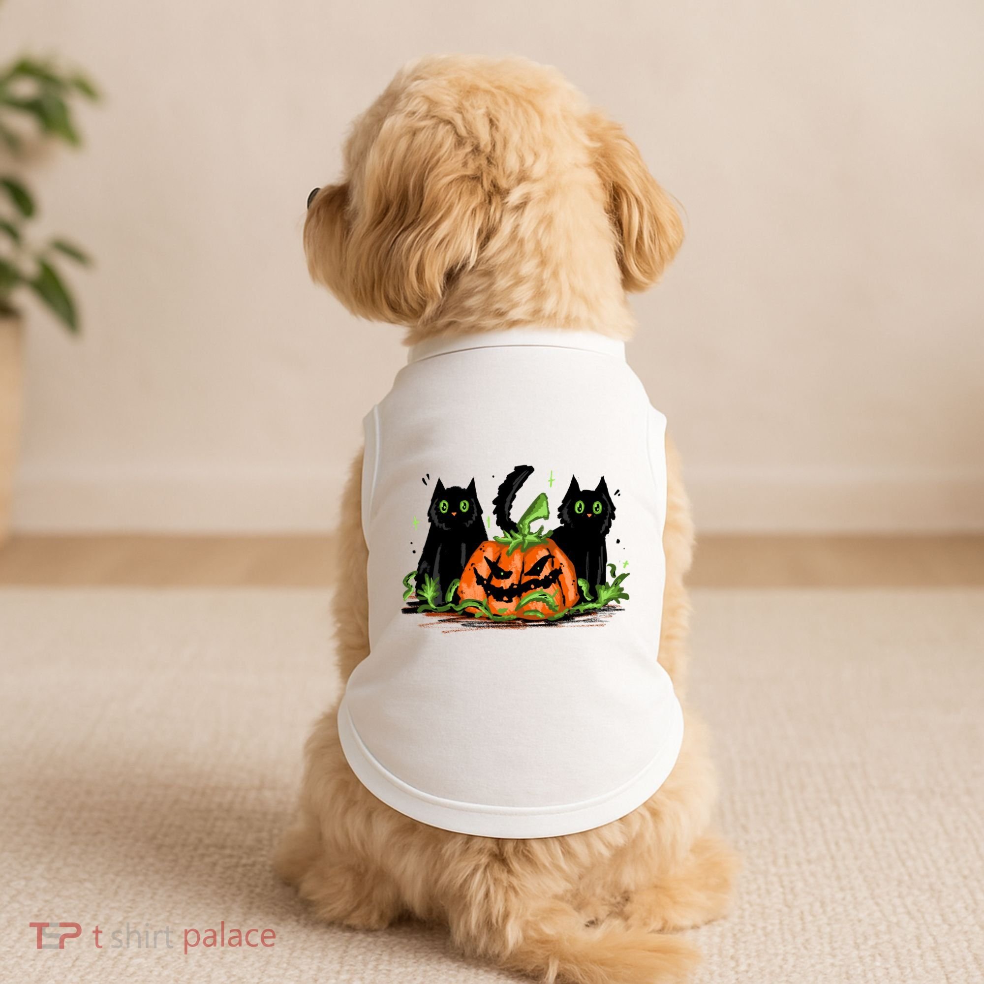 Black Cat Halloween Cute Pumpkin Doggie Tank