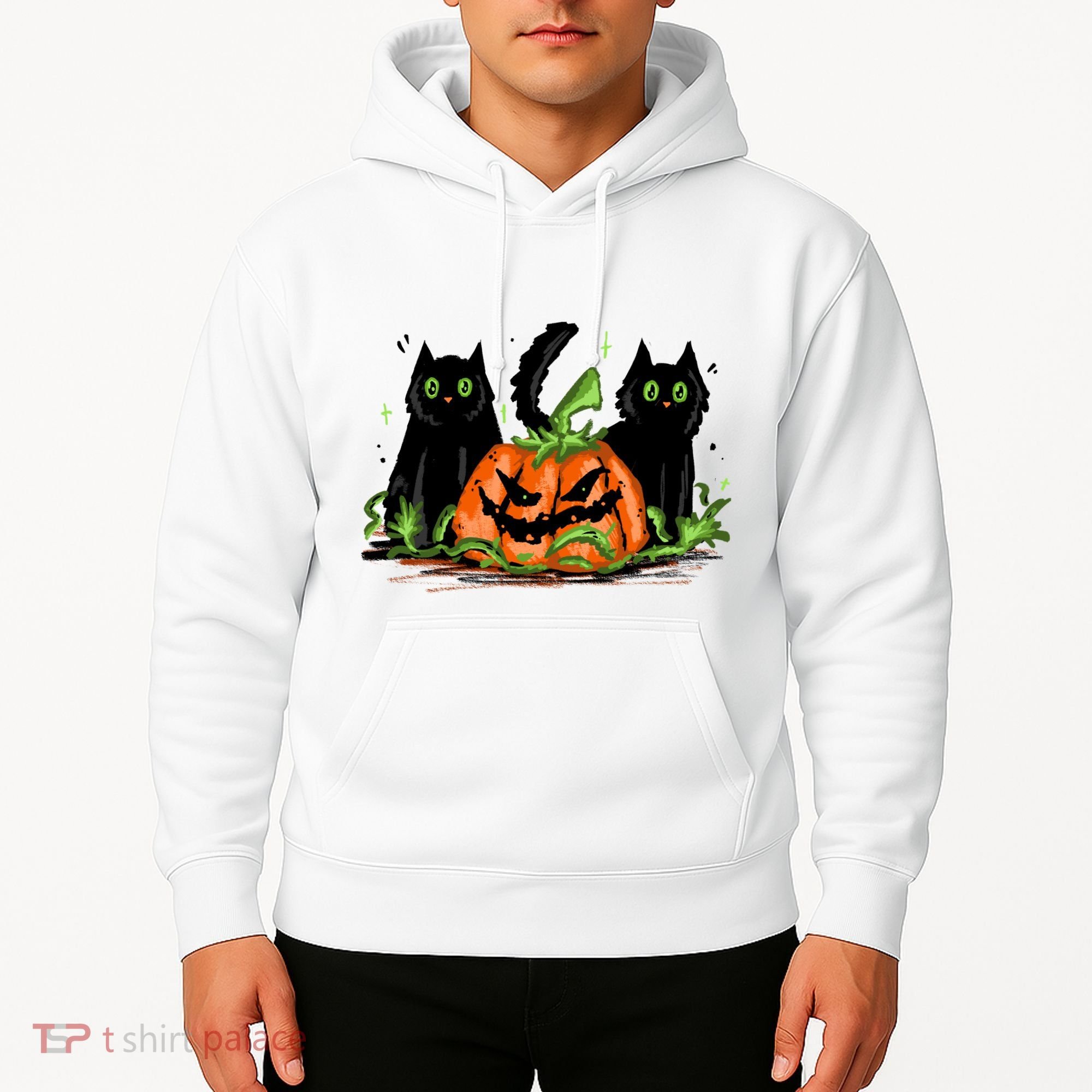 Black Cat Halloween Cute Pumpkin Hoodie