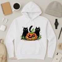 Black Cat Halloween Cute Pumpkin Hoodie thumb 3