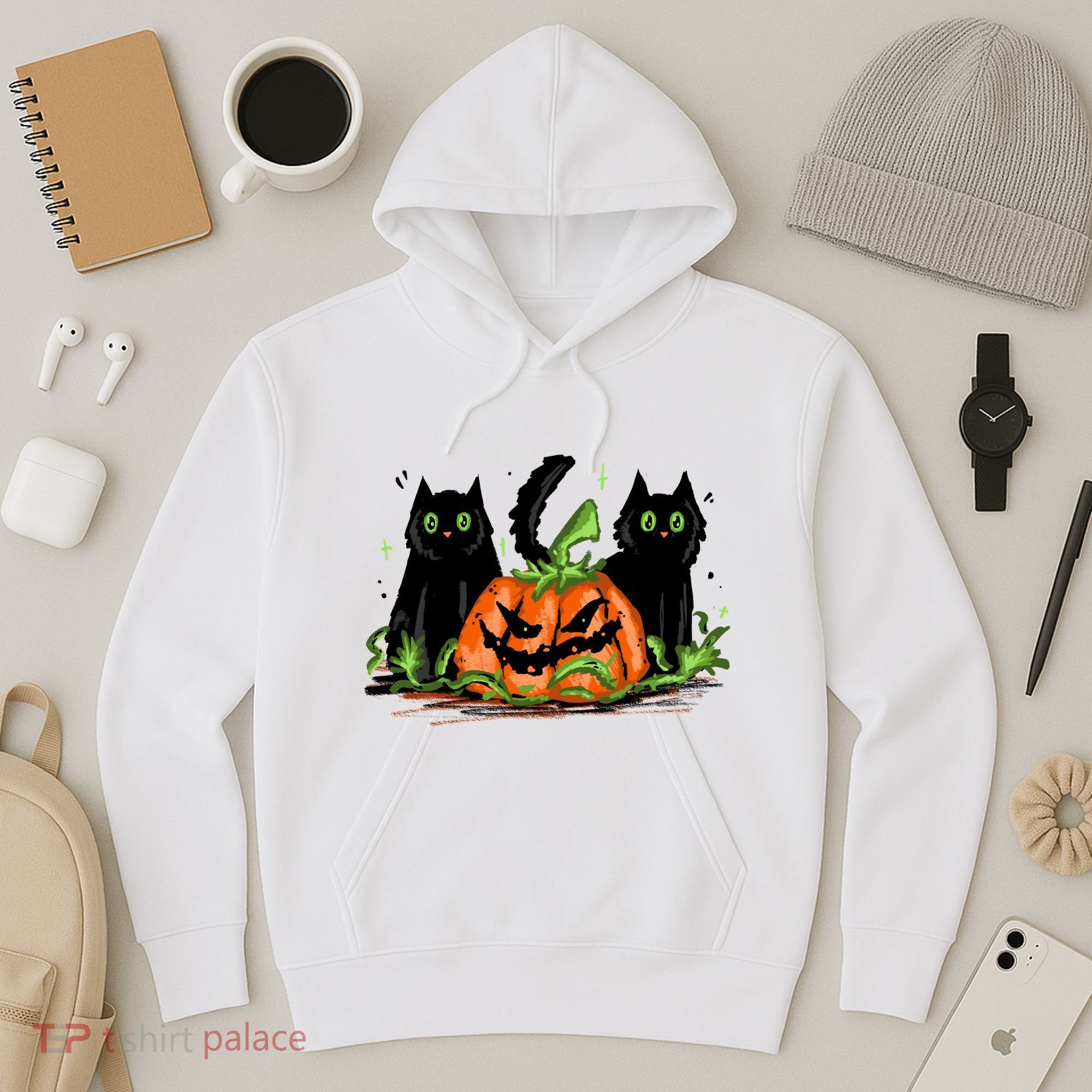 Black Cat Halloween Cute Pumpkin Hoodie